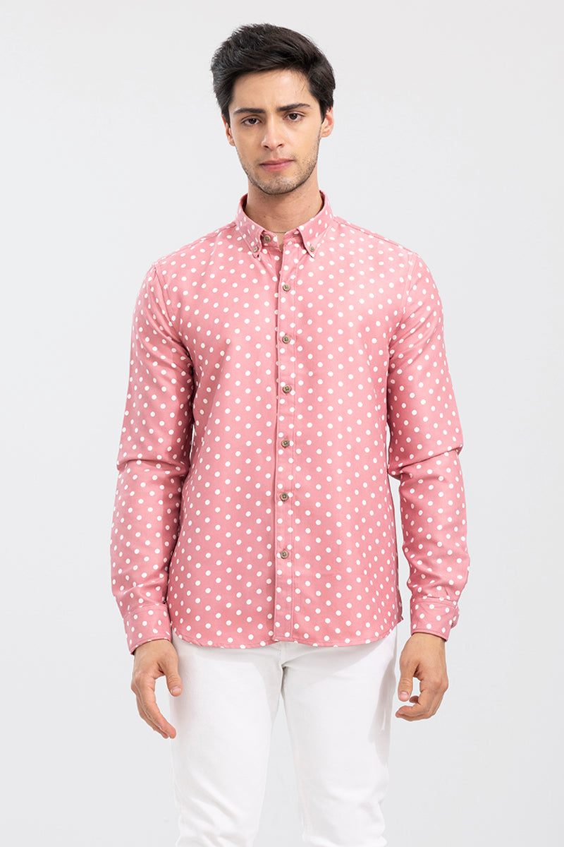 Cord Weave Pink Polka Dot Shirt
