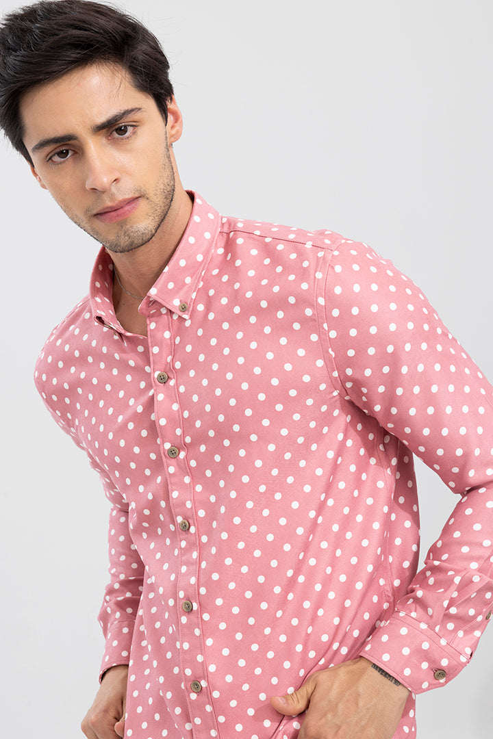Cord Weave Pink Polka Dot Shirt