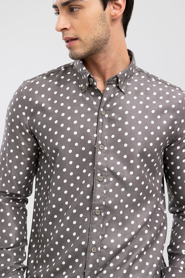 Cord Weave Grey Polka Dot Shirt