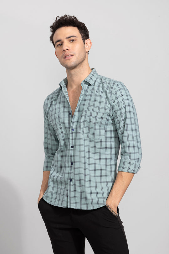 Buy Men's Crate Light Green Checks Shirt Online | SNITCH