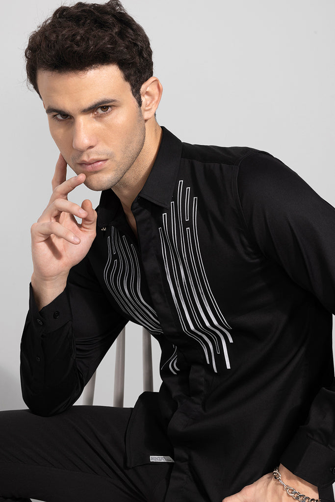 Black party wear sales shirt