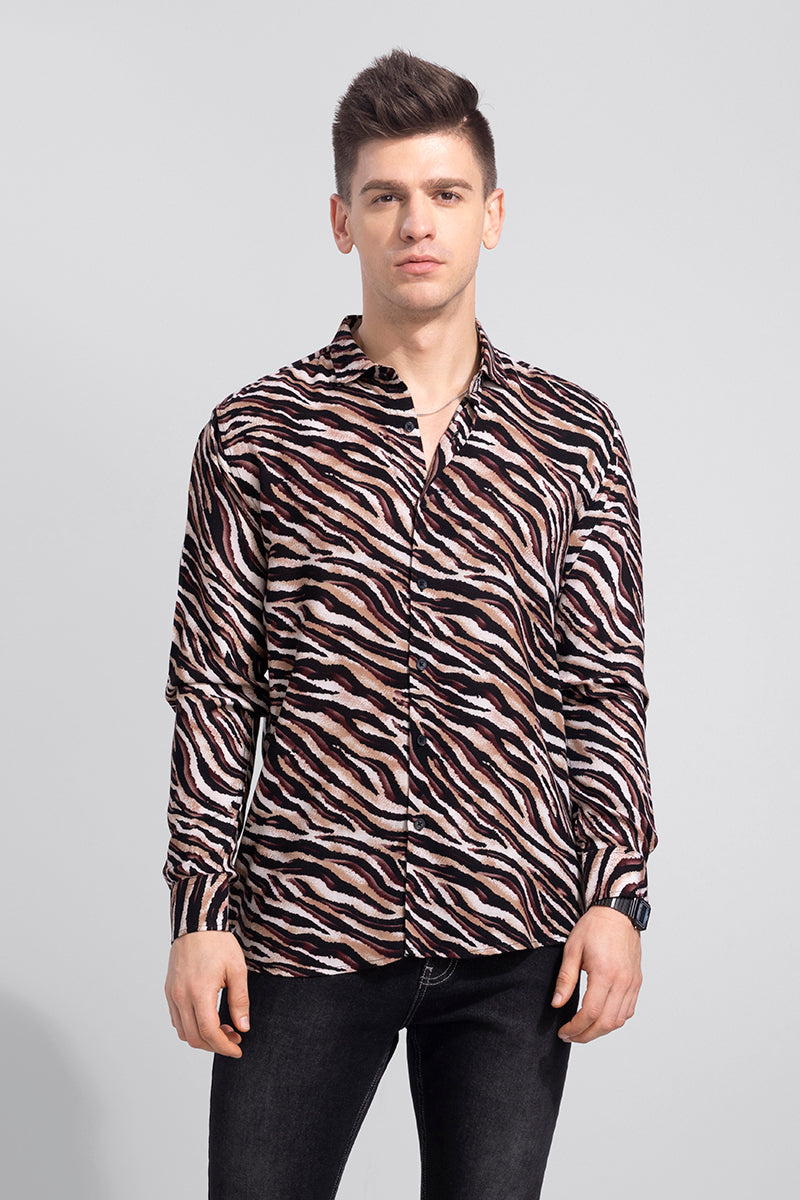 Tiger Print Sand Brown Shirt
