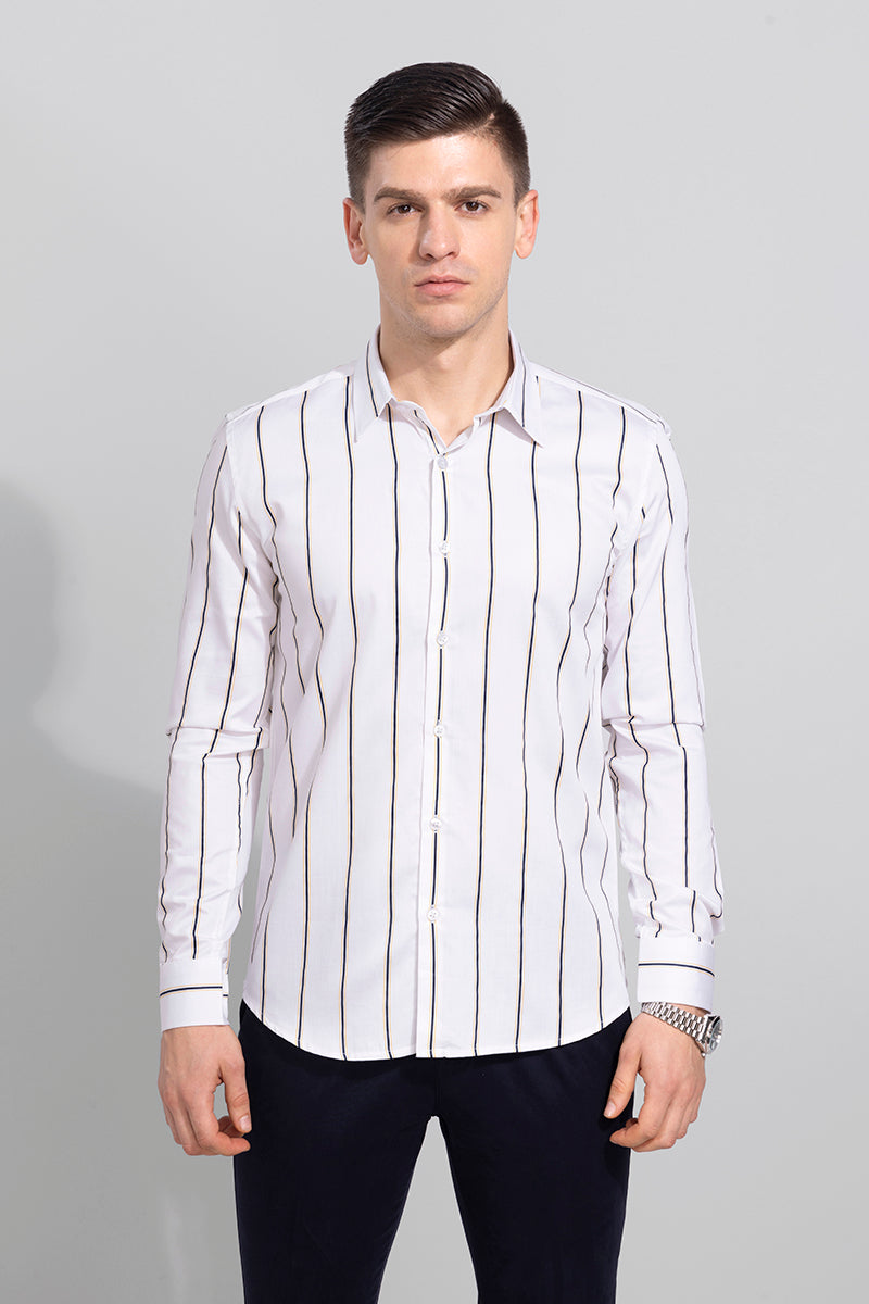 Buy Men's Dual Stripe White Shirt Online | SNITCH