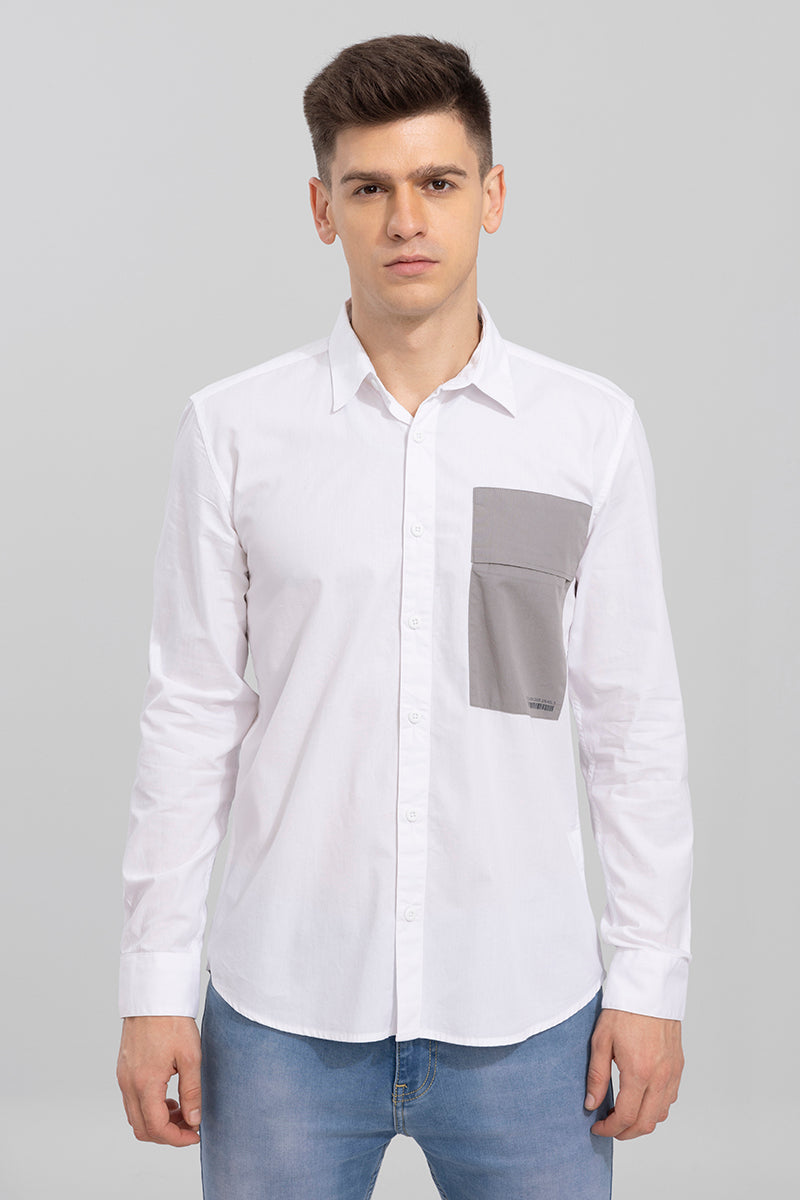 Side Patch Pocket White Shirt