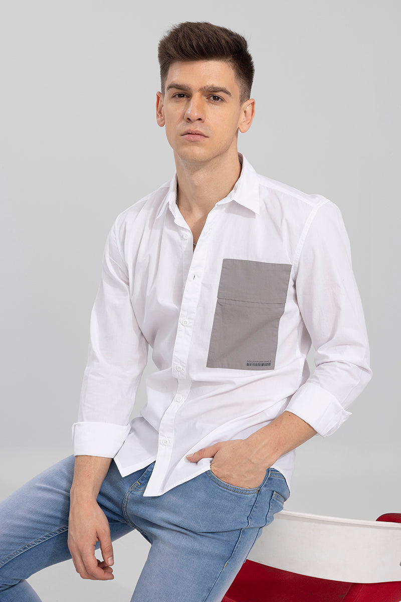 Side Patch Pocket White Shirt