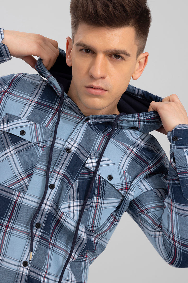 Checkerboard Blue Hoodie Shirt