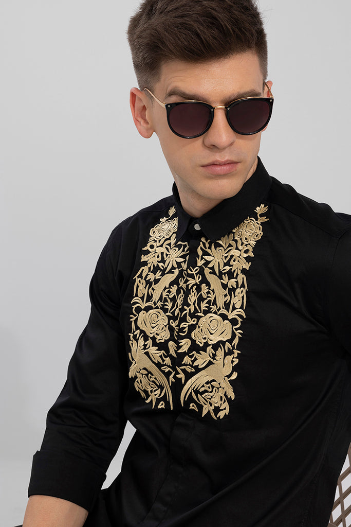Mens embroidered dress shirts sales