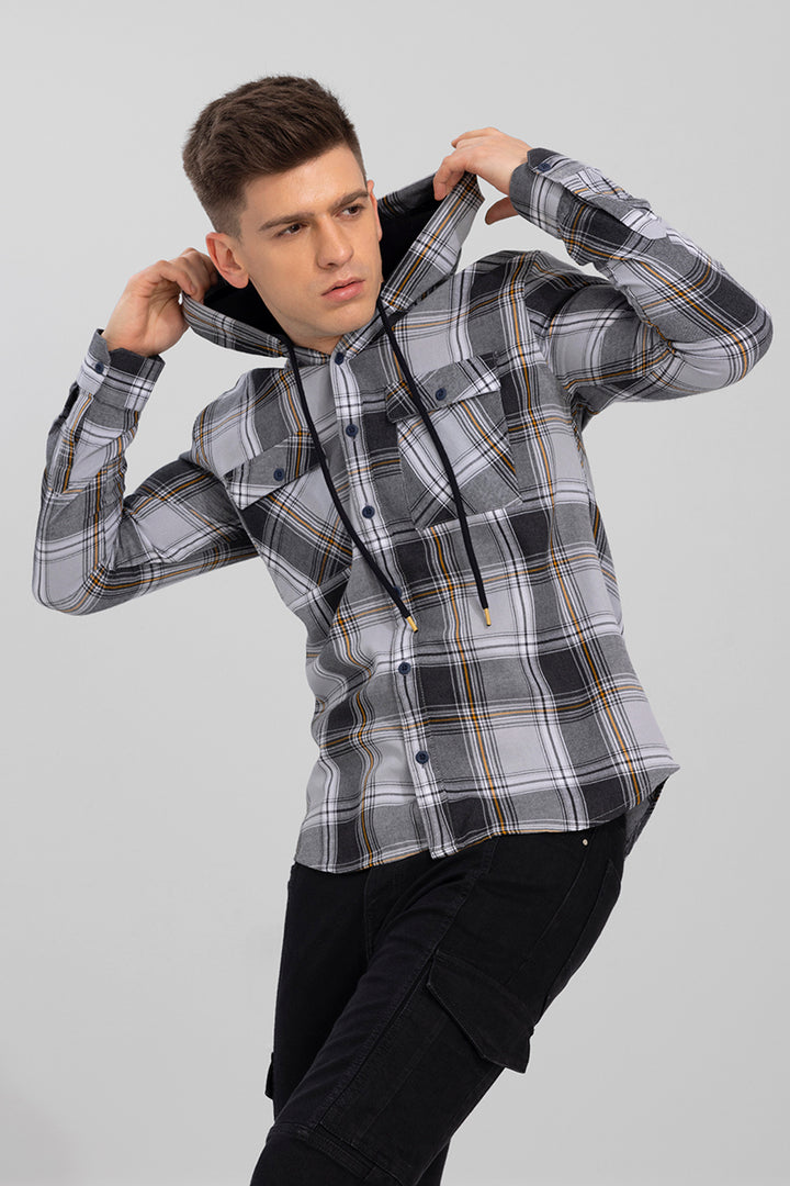 Checkerboard Grey Hoodie Shirt