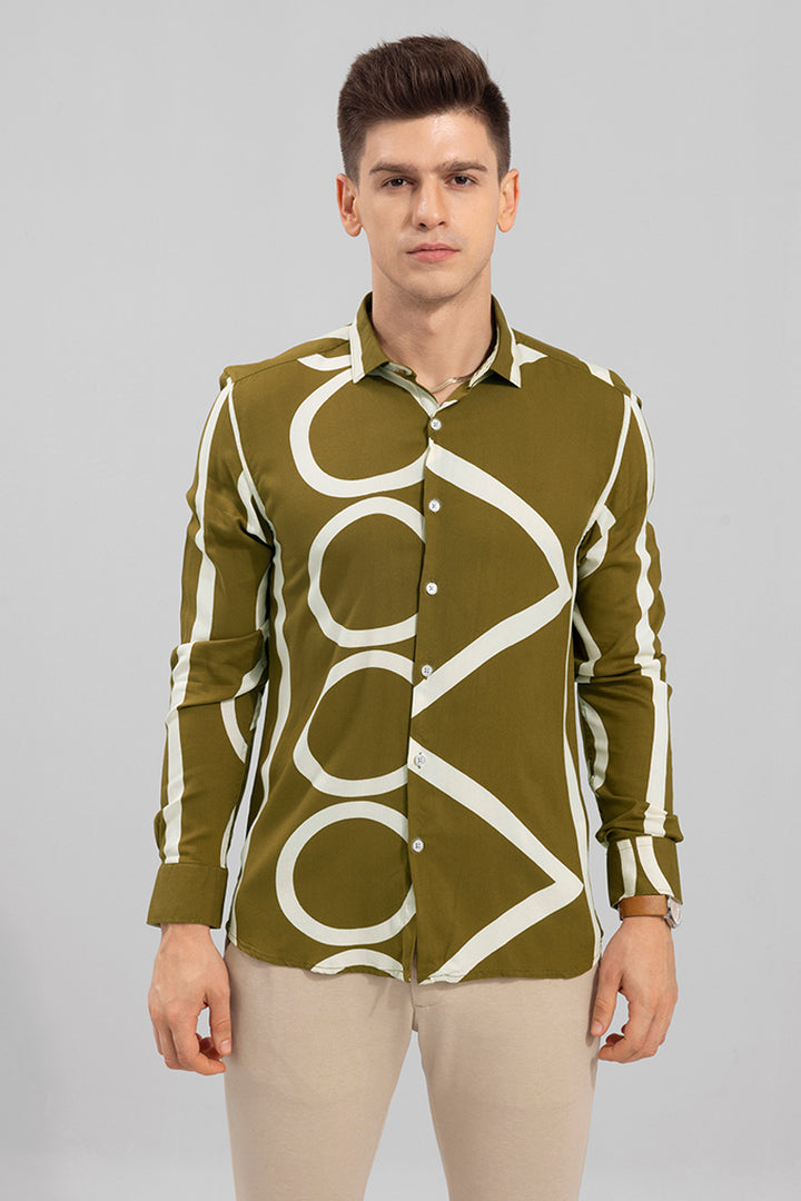 Abstract Circle Olive Shirt