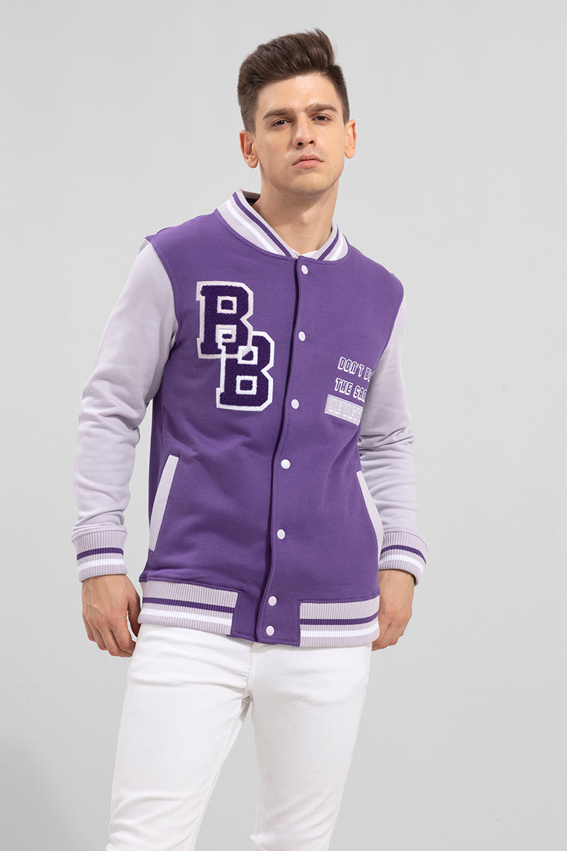 Buy Men's Be Better Purple Varsity Jacket Online | SNITCH