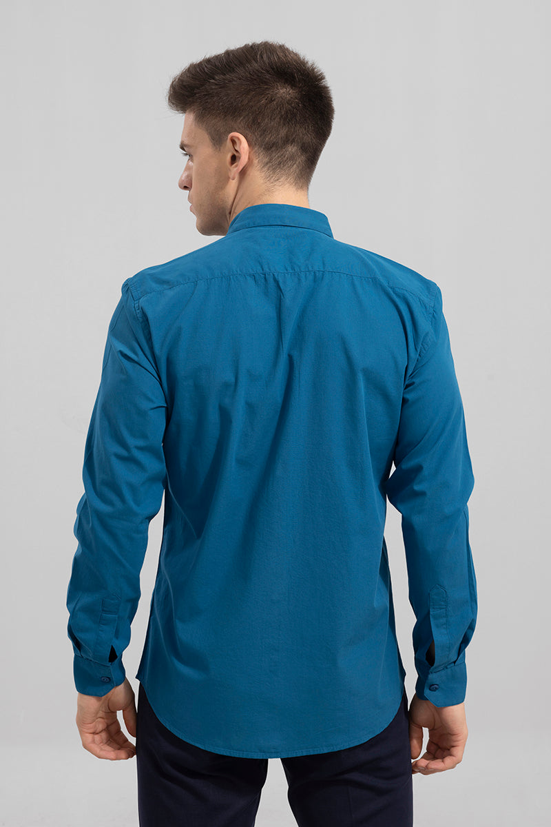 Side Patch Pocket Blue Shirt