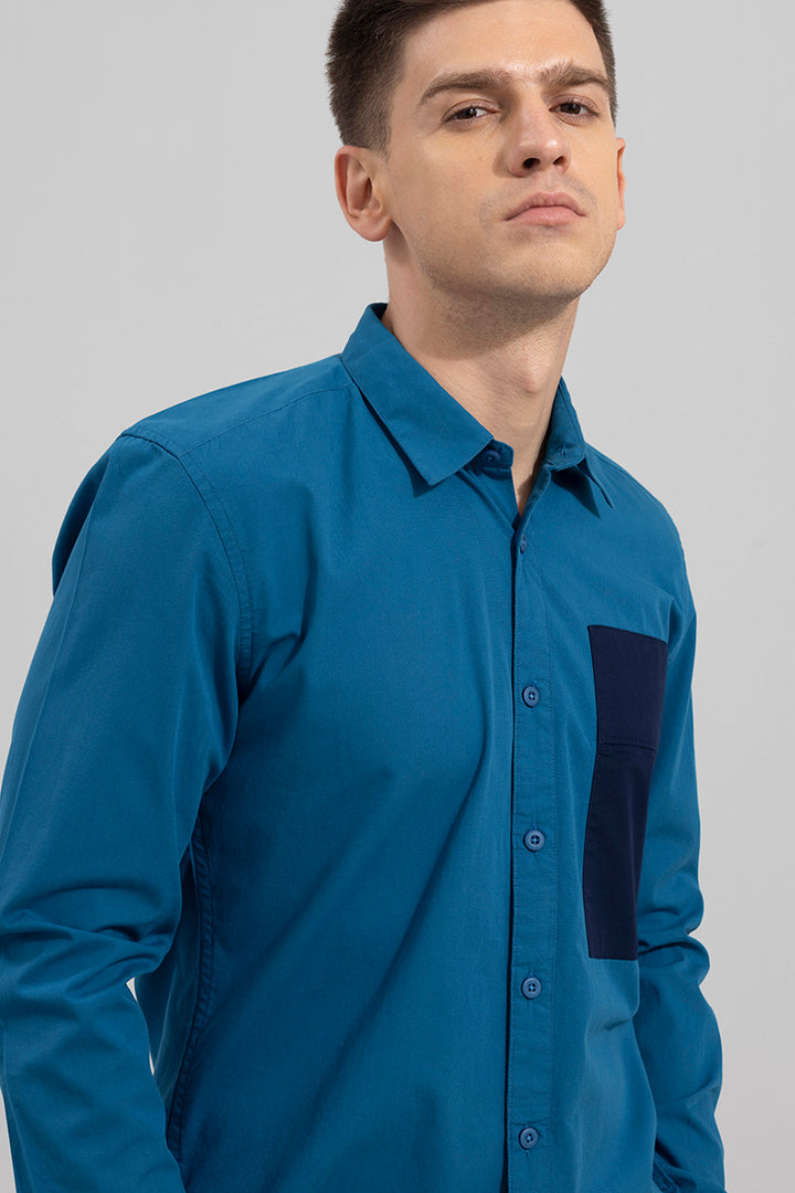 Side Patch Pocket Blue Shirt