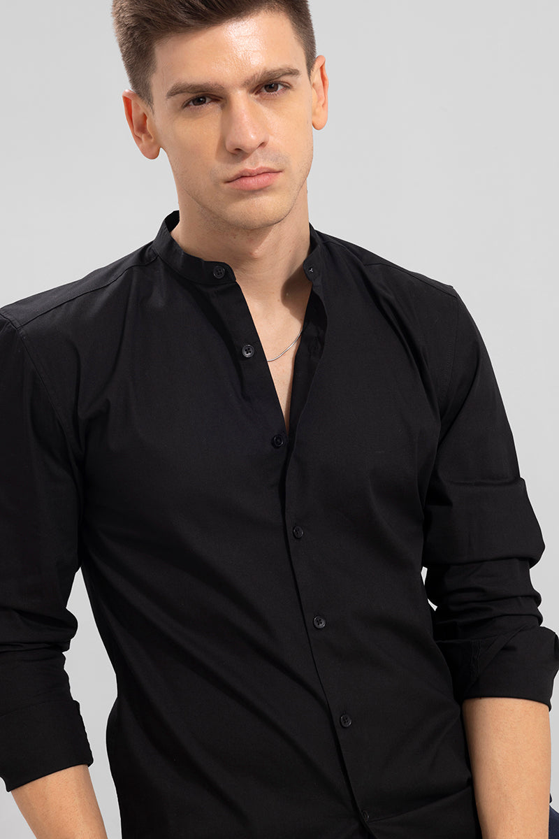Mandarin collar black dress online