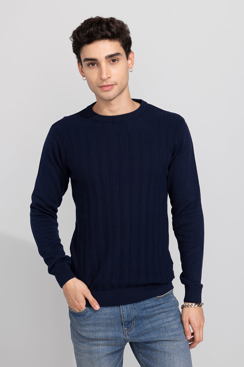 Buy Men's Zestos Navy Sweater Online | SNITCH
