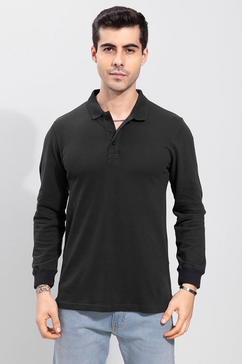 Dominic Ash Black Polo T-Shirt