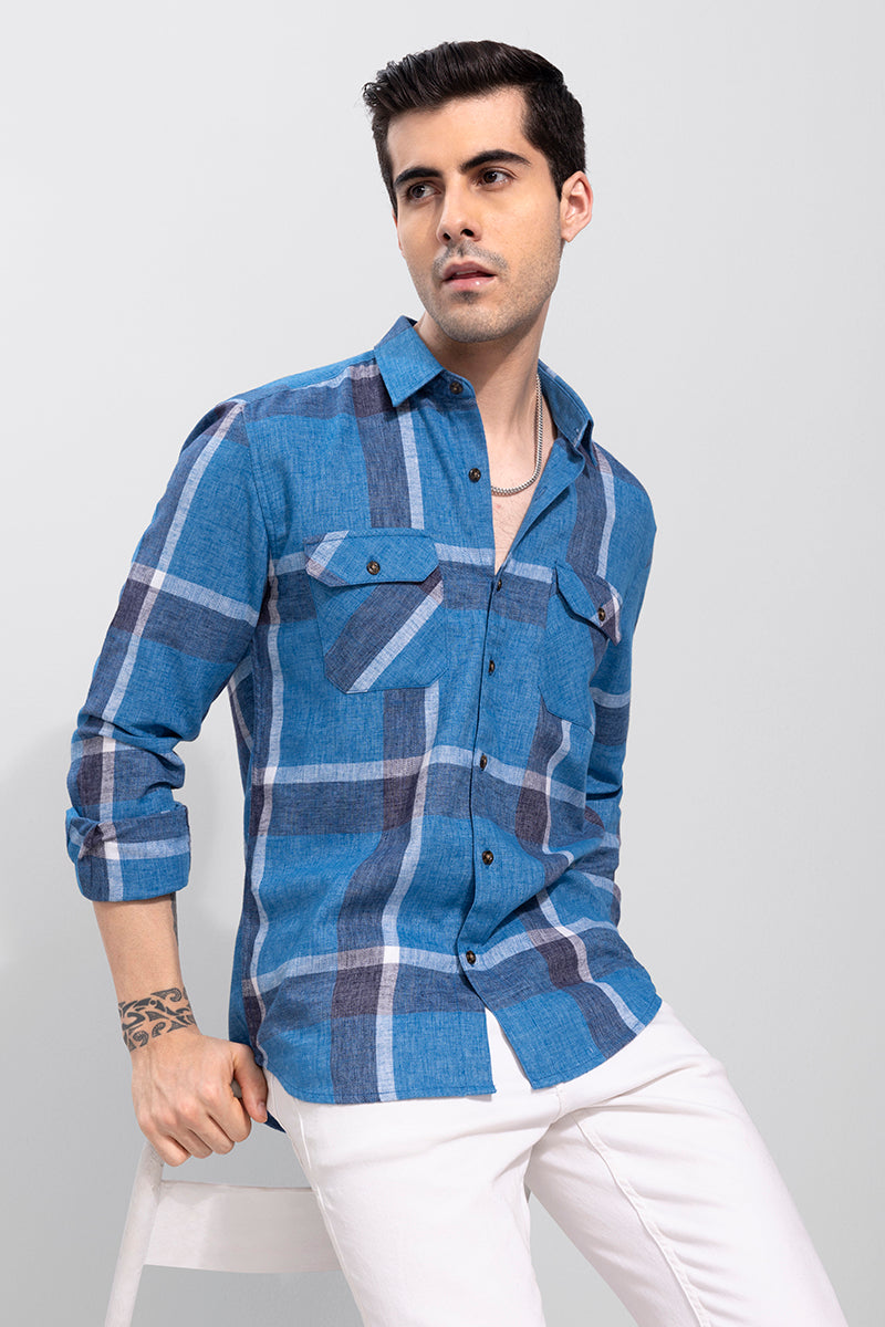 Buy Men's Distinct Royal Blue Melange Shirt Online | SNITCH