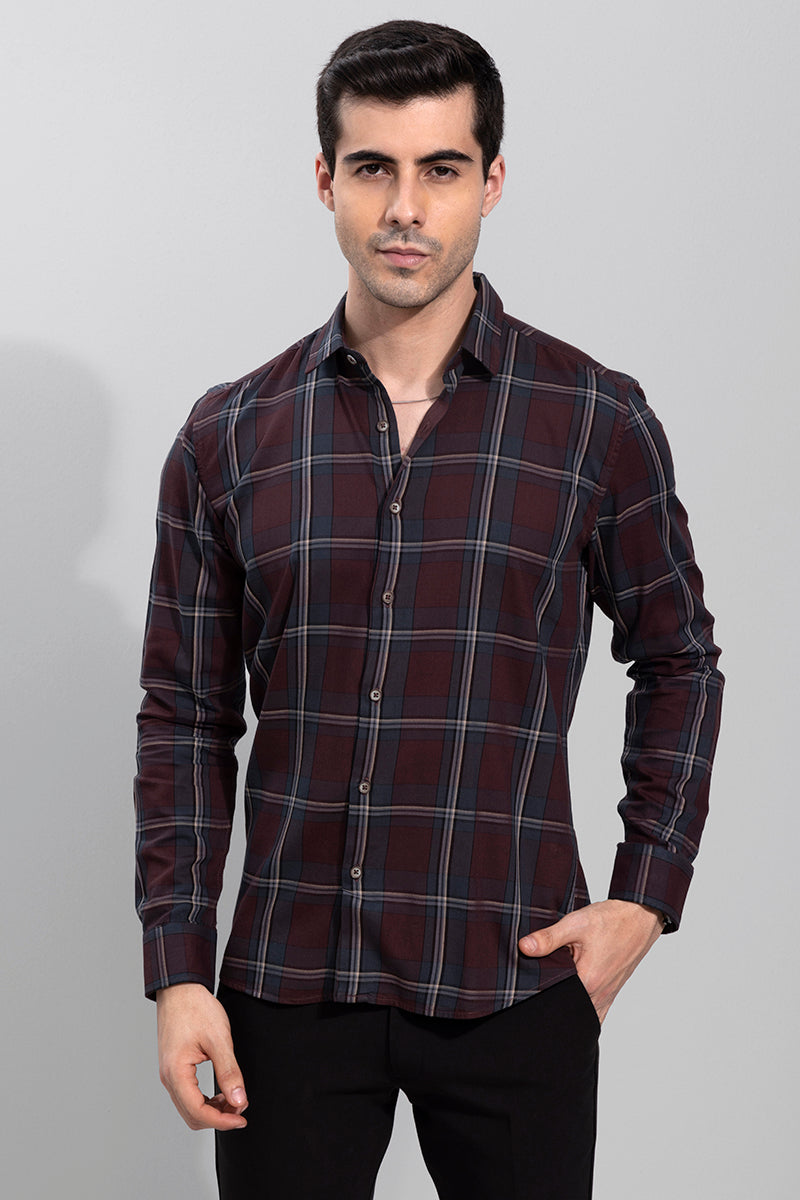 Structured Check Black Shirt