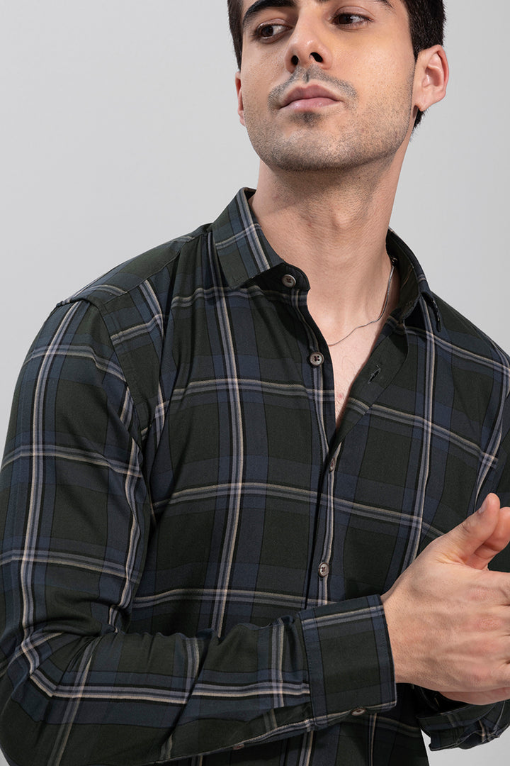 Structured Check Olive Shirt