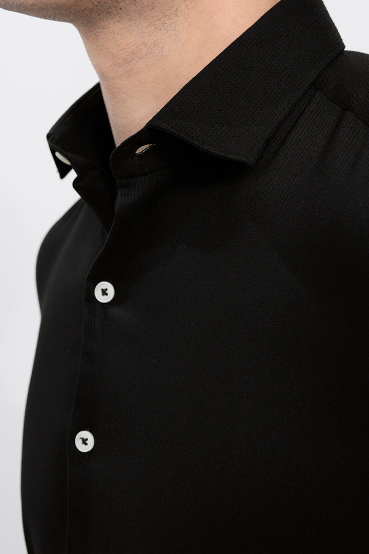 Vertical Cord Stripe Black Shirt