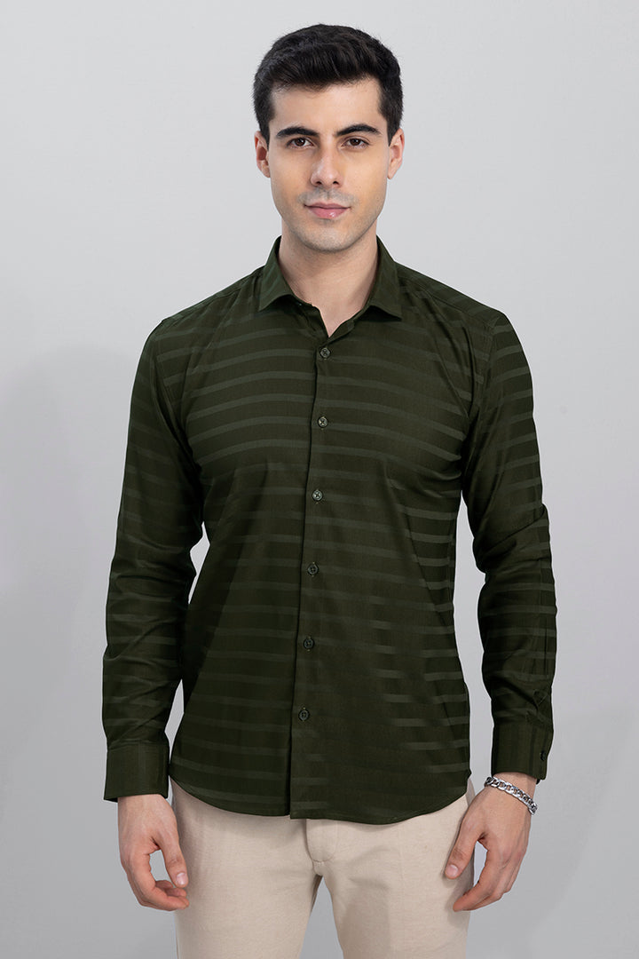 Engraved Stripe Olive Shirt