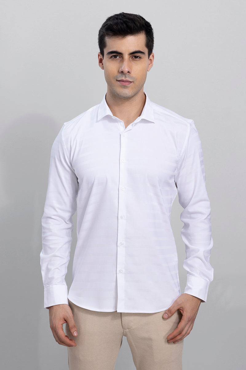 Engraved Stripe White Shirt