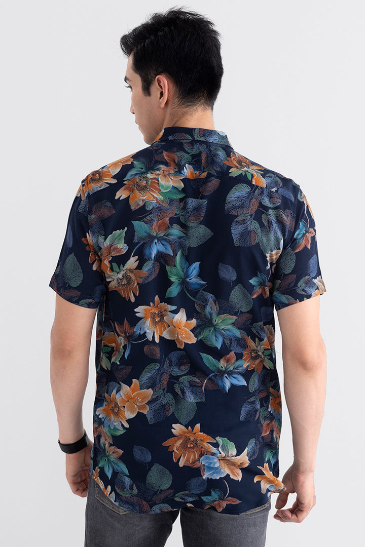 Delicate Flower Navy Shirt