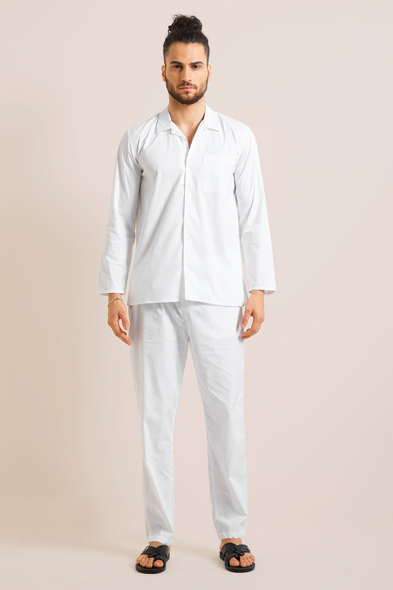 Solid White Night Suit - SNITCH