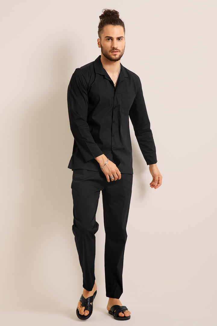 Solid Black Night Suit - SNITCH