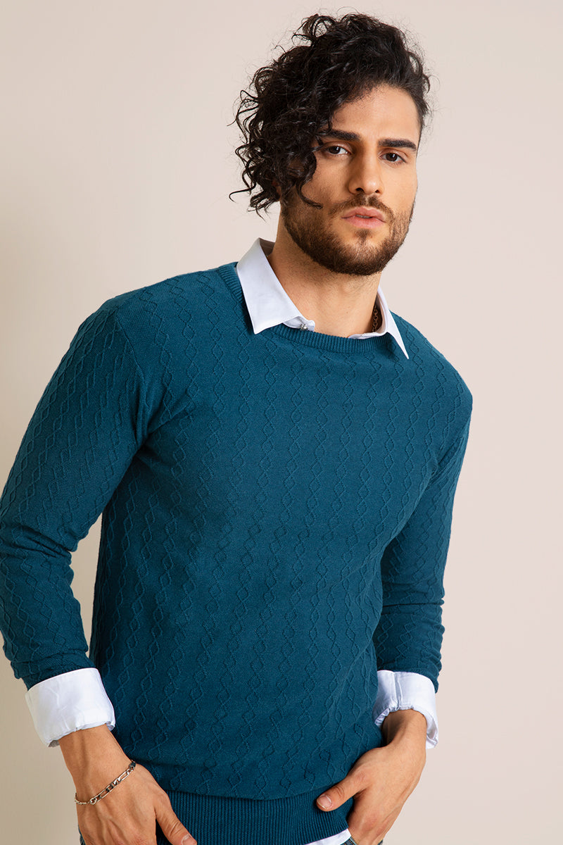 Zappy Teal Blue Sweater - SNITCH