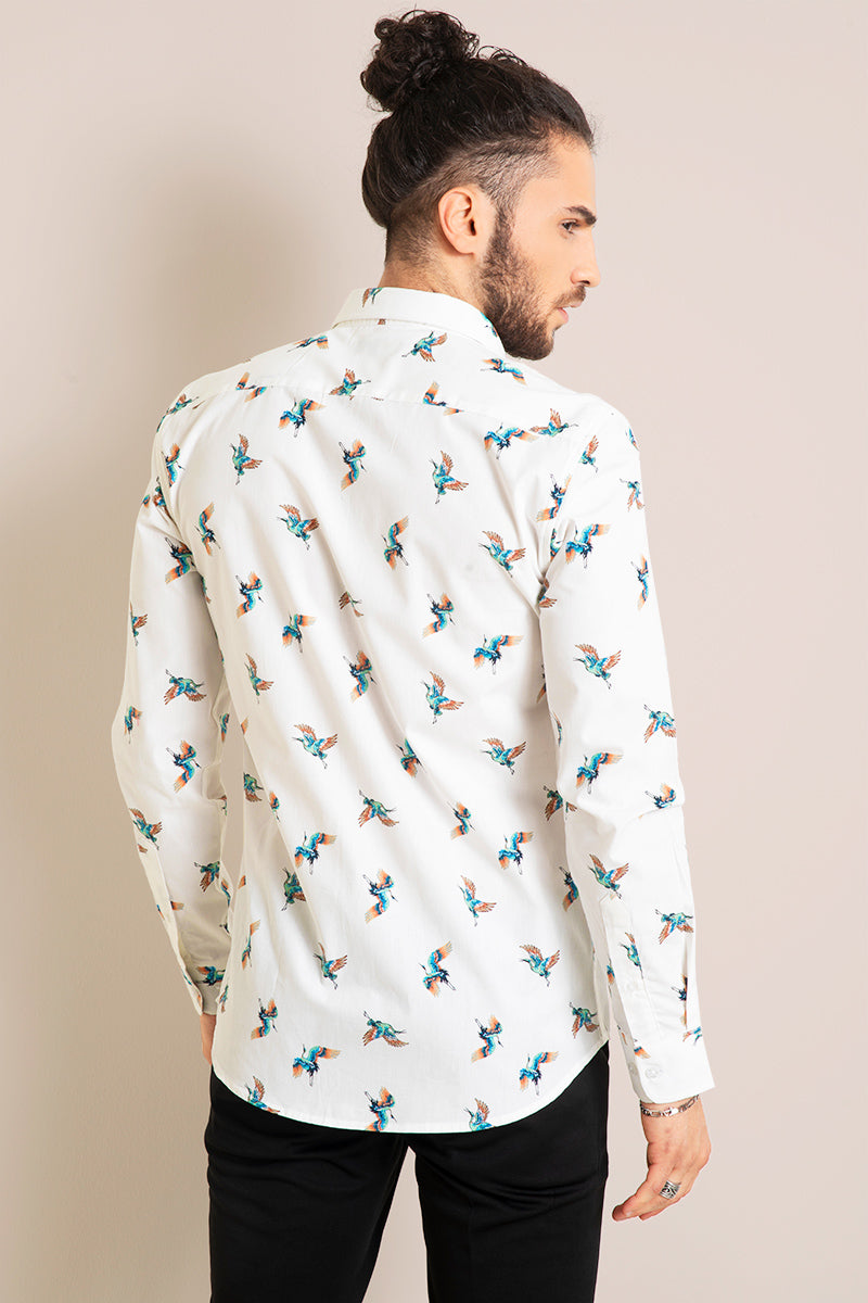 Kingfisher Print White Shirt - SNITCH