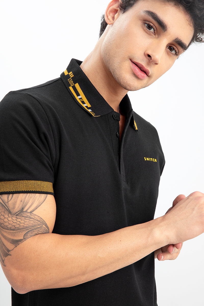Embossed Snitch Black T-Shirt - SNITCH