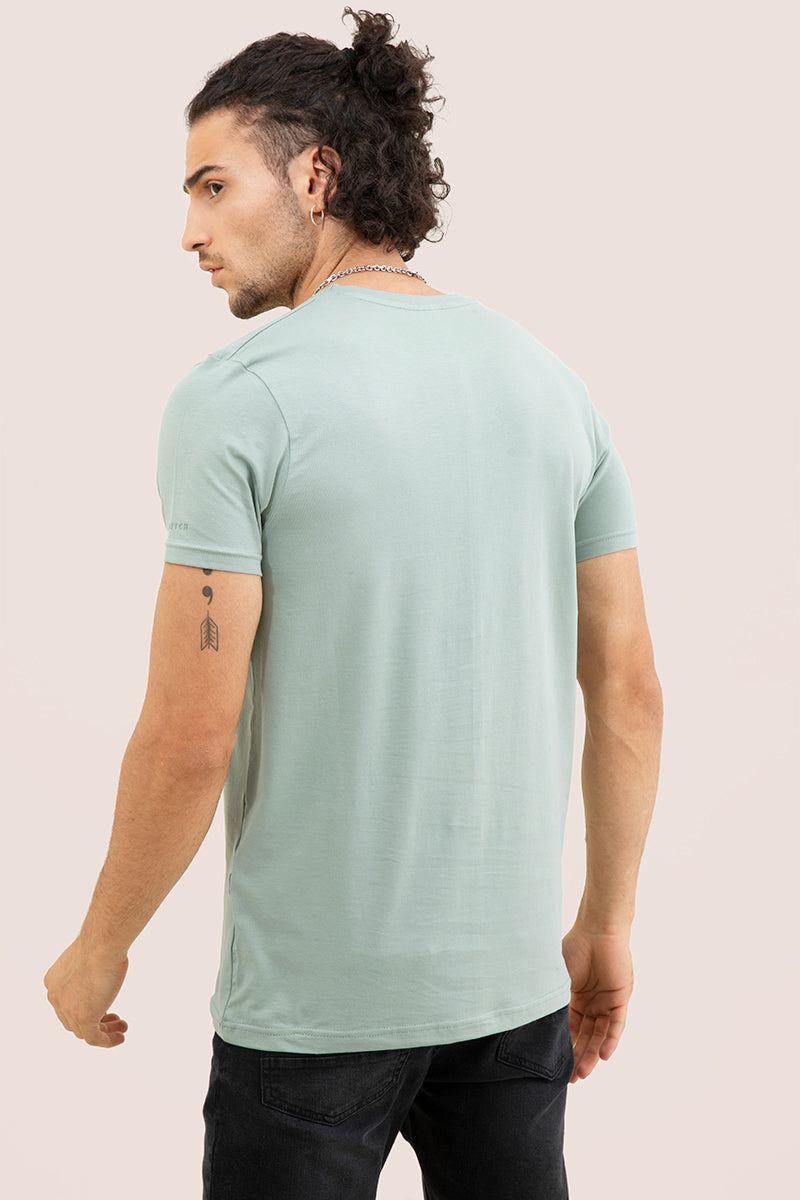 Teal Green Solid 4 Way Stretch Crew Neck T-Shirts - SNITCH
