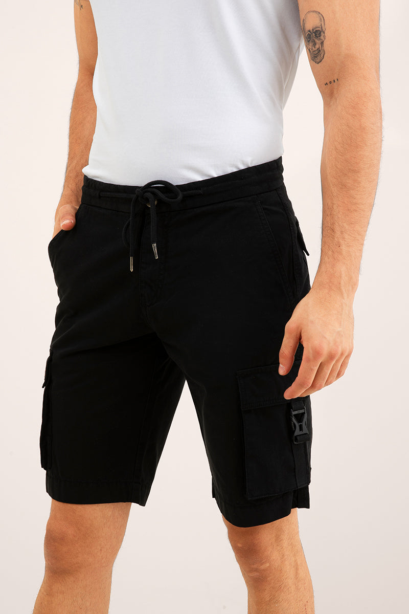 Romp Black Cargo Shorts - SNITCH