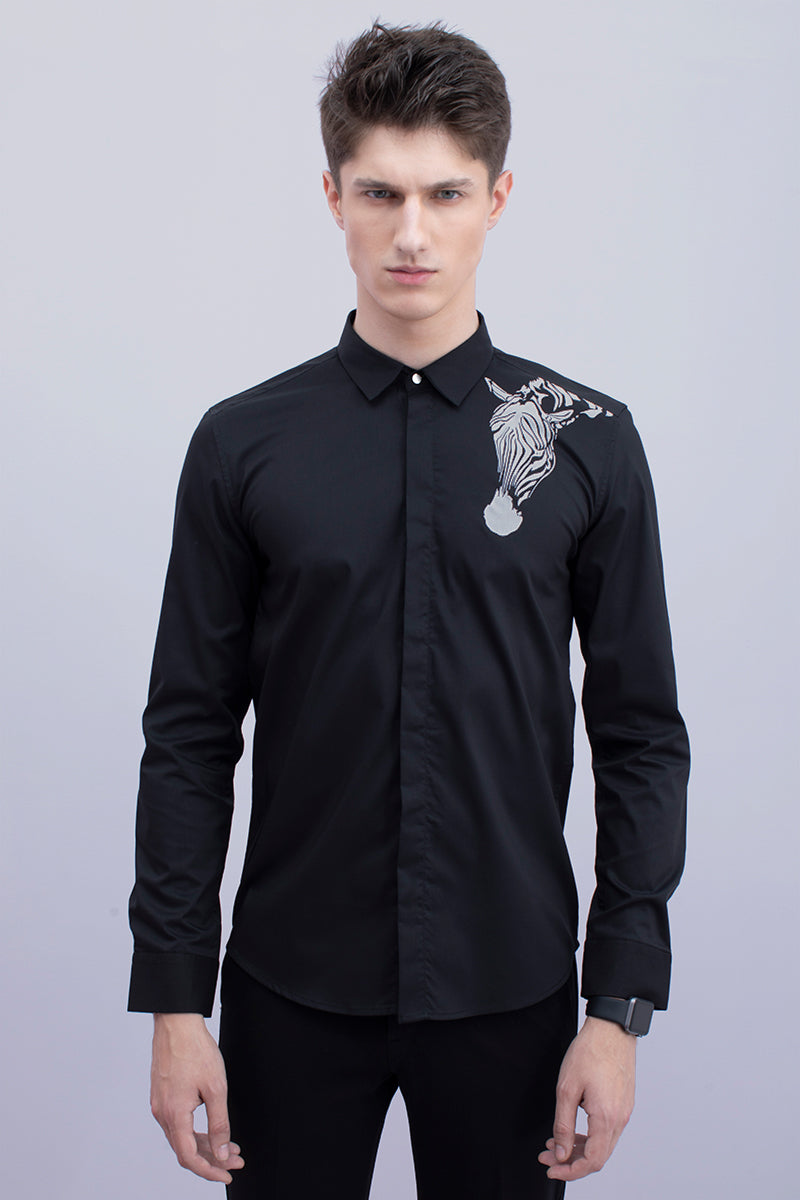 Zebra Black Print Shirt - SNITCH