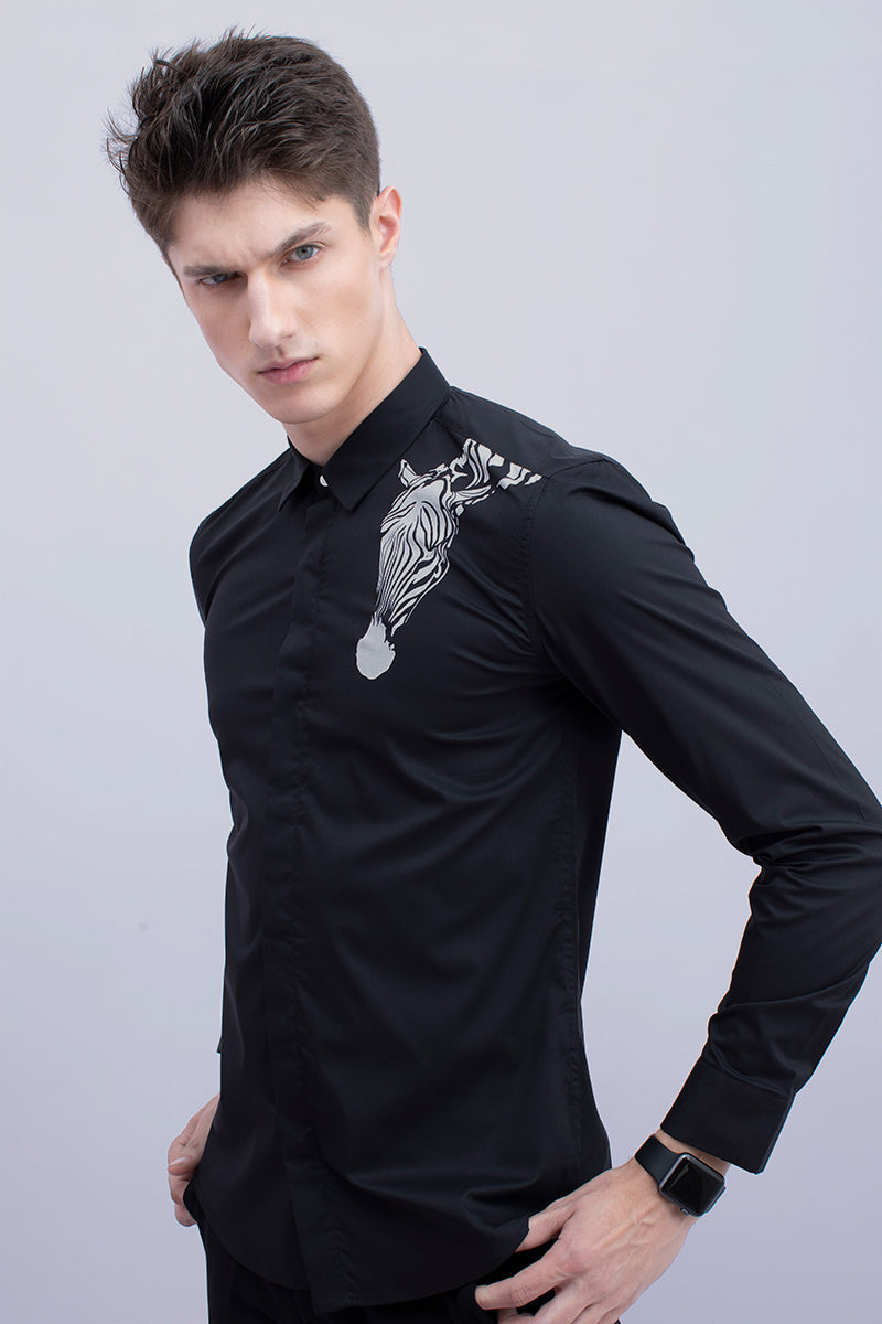 Zebra Black Print Shirt - SNITCH