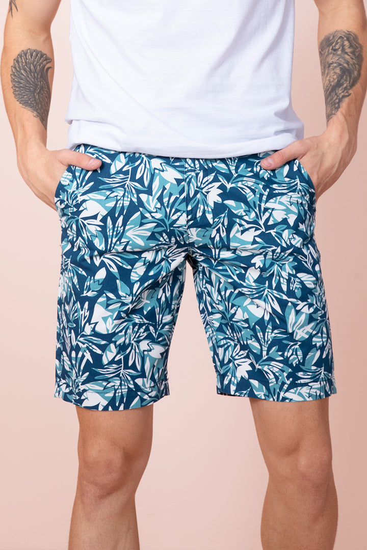 Exotic Tulip Teal Blue Shorts - SNITCH