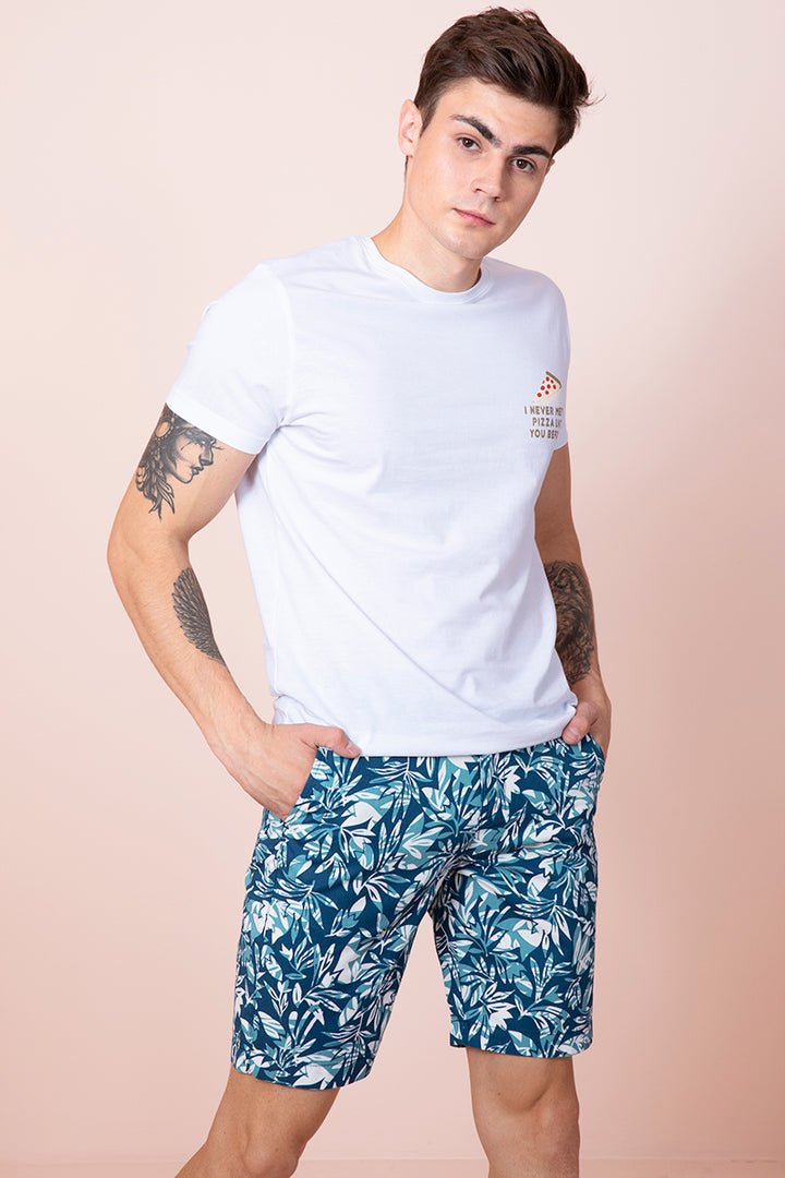 Exotic Tulip Teal Blue Shorts - SNITCH