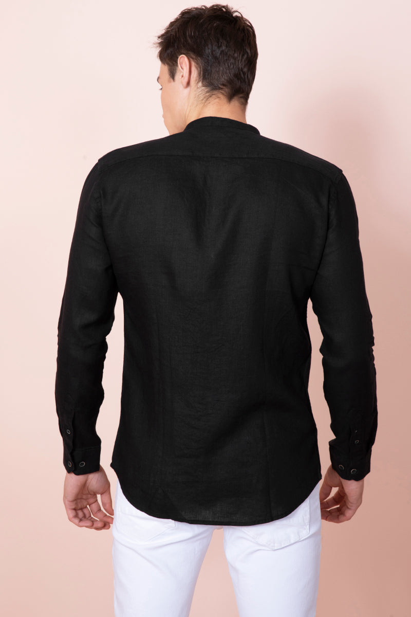 Opulence Black Linen Shirt - SNITCH
