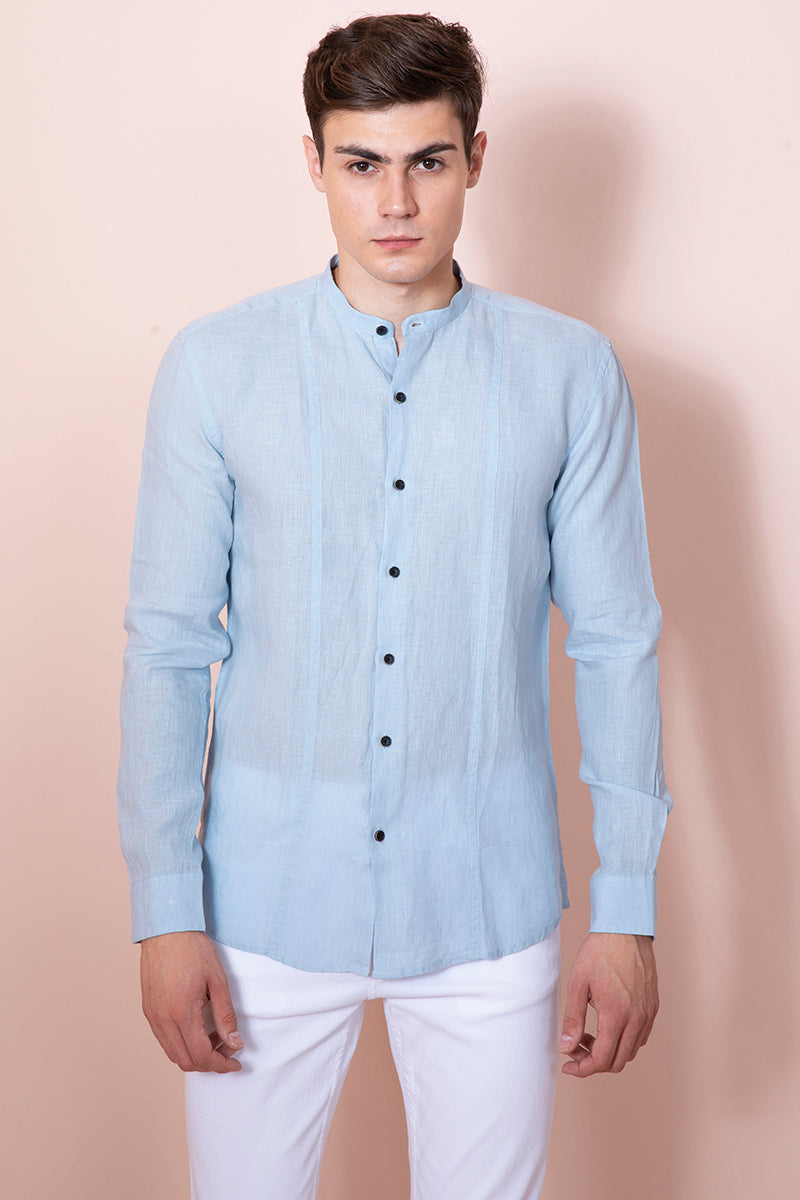 Opulence Blue Linen Shirt - SNITCH