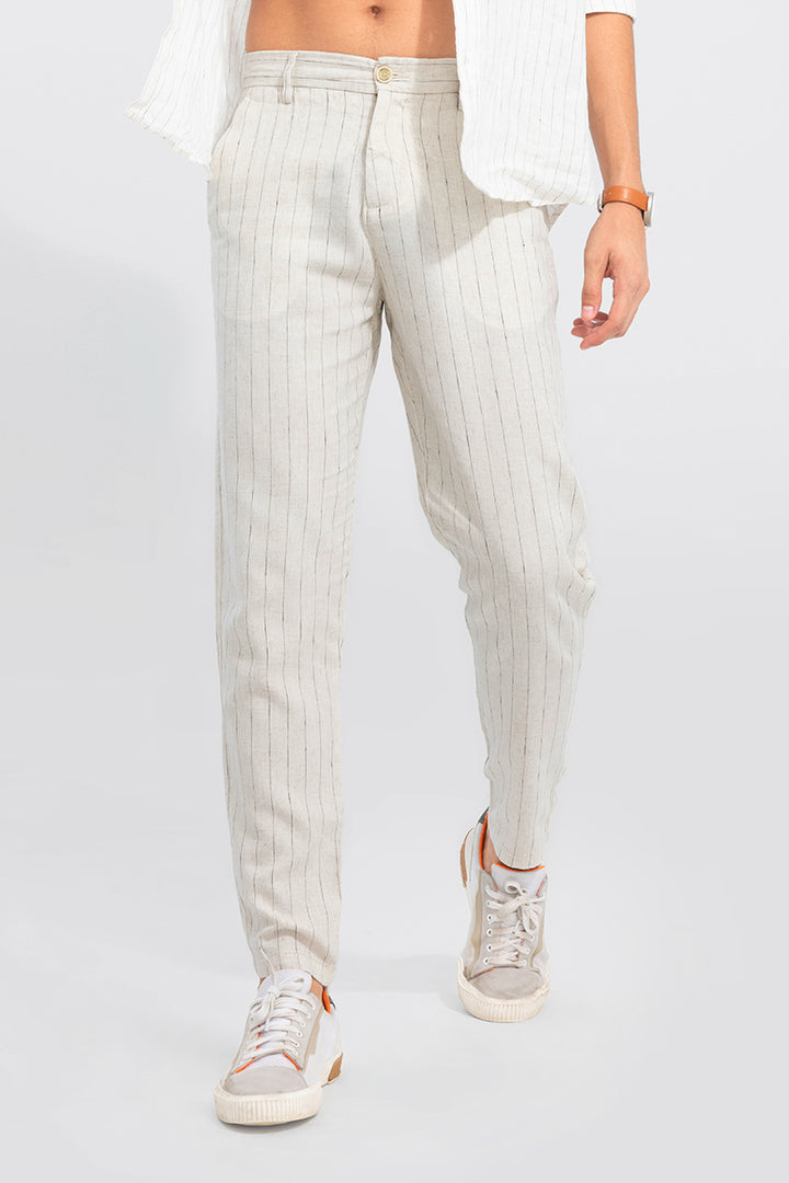 Elegance Cream Linen Pant