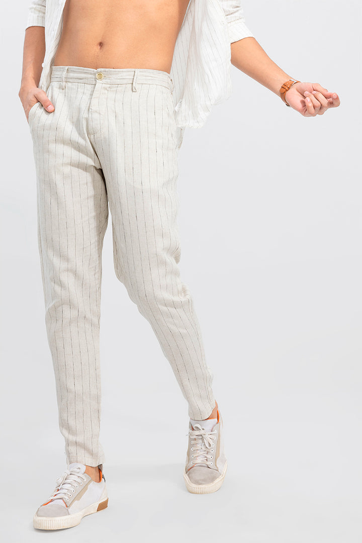 Elegance Cream Linen Pant