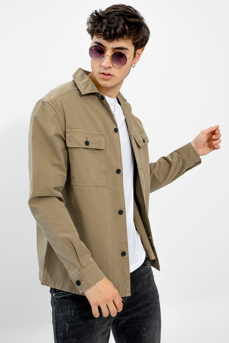 Mens khaki overshirt hotsell