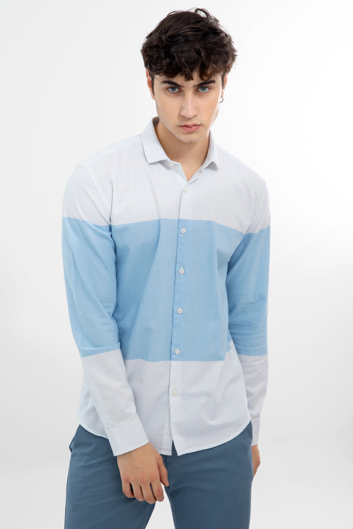 Colour Block Blue Shirt - SNITCH