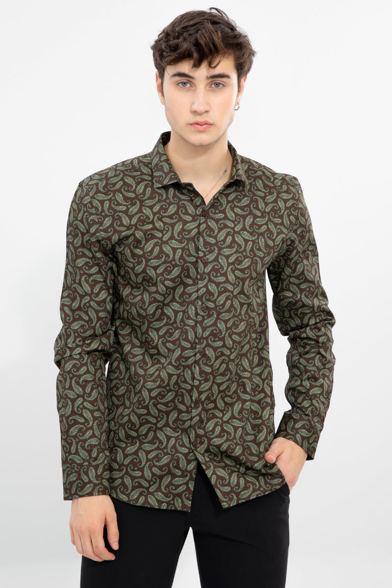 Persian Paisley Brown Shirt - SNITCH