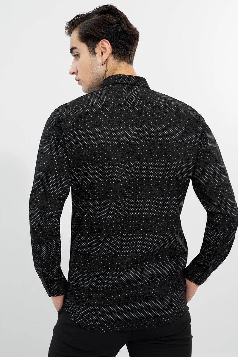Dotted Pattern Black Shirt - SNITCH