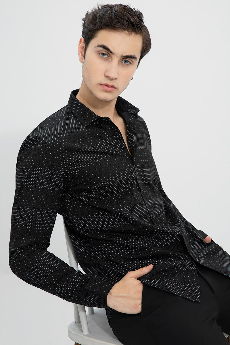 Dotted Pattern Black Shirt - SNITCH