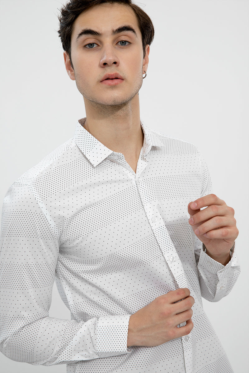 Dotted Pattern White Shirt - SNITCH