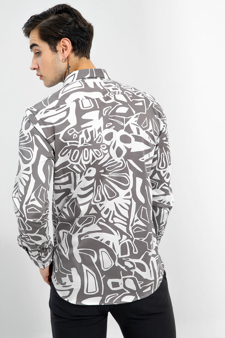 Abstract Print White Shirt - SNITCH
