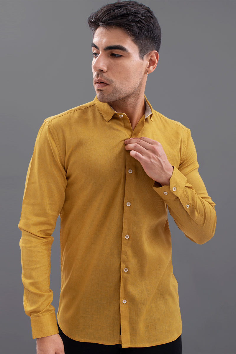 Gracile Mustard Linen Shirt - SNITCH