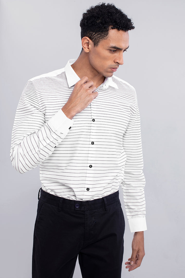 Pin Stripe White Shirt - SNITCH